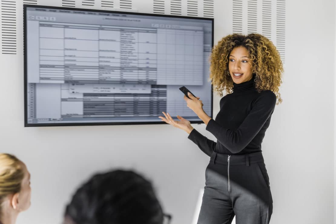 woman giving a presentation