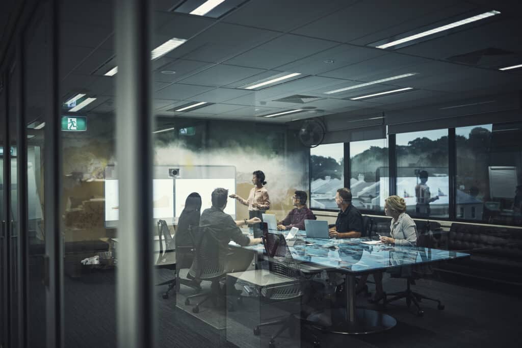 Shot of a businesswoman giving a presentation to her colleagues in an office